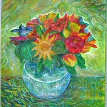 Painting titled "Flores - estudo" by Machado Dos Santos, Original Artwork