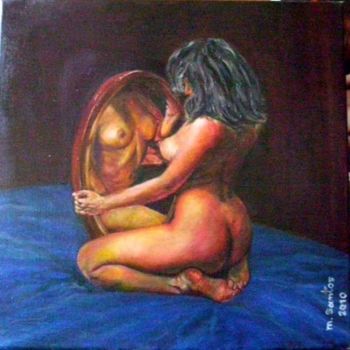 Картина под названием ""Ao espelho"" - Machado Dos Santos, Подлинное произведение искусства