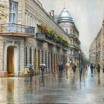 Schilderij getiteld "At 04:15. Baku. Tor…" door Rauf Janibekov, Origineel Kunstwerk, Olie