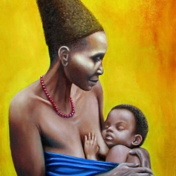 「African Madonna」というタイトルの絵画 Rauf Janibekovによって, オリジナルのアートワーク, オイル