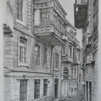 Dibujo titulada "The old street" por Rauf Janibekov, Obra de arte original, Otro