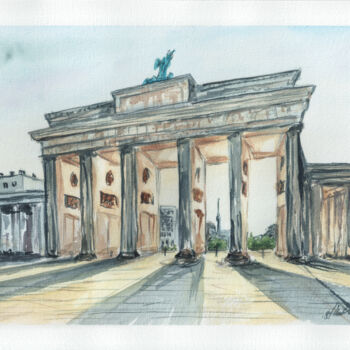 Painting titled "Berlin-Brandenburg…" by Maciej Kłosowski, Original Artwork, Watercolor