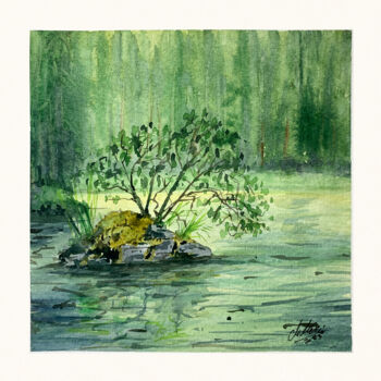 Картина под названием "On the water" - Maciej Kłosowski, Подлинное произведение искусства, Акварель