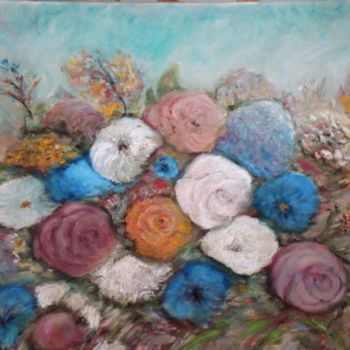 Peinture intitulée "explosion florale" par Maclade, Œuvre d'art originale, Huile