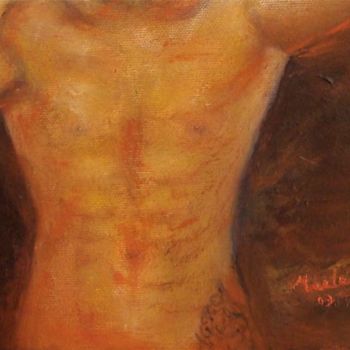 Schilderij getiteld "Torse d'éphèbe tato…" door Maclade, Origineel Kunstwerk, Olie