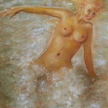 Painting titled "naïade rieuse au cr…" by Maclade, Original Artwork, Oil