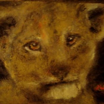 Ζωγραφική με τίτλο "tête lionceau" από Maclade, Αυθεντικά έργα τέχνης, Λάδι