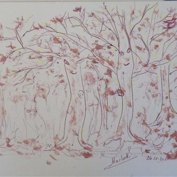 Peinture intitulée "Bacchanales en forêt" par Maclade, Œuvre d'art originale, Huile