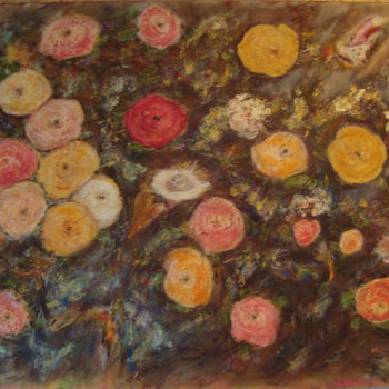 Peinture intitulée "farandole-florale" par Maclade, Œuvre d'art originale, Huile