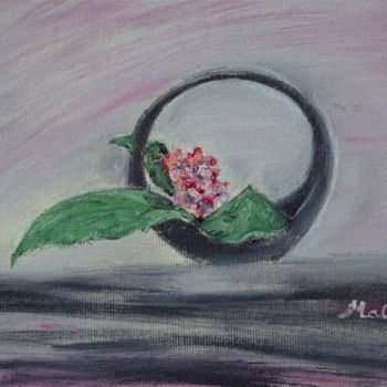 Pintura intitulada "mini-ikebana-cercle" por Maclade, Obras de arte originais, Óleo