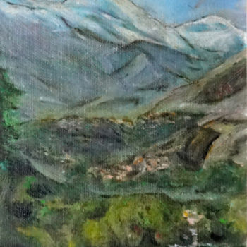 Pittura intitolato "village à l'ombre d…" da Maclade, Opera d'arte originale, Olio