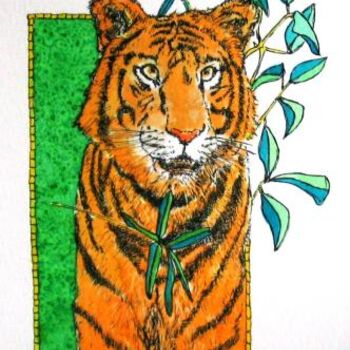 Painting titled "Tigre" by Macrib, Original Artwork, Oil