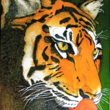 Painting titled "Tigre" by Macrib, Original Artwork, Oil