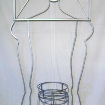 Sculpture titled "Leggy Frame Face" by Mac, Original Artwork, Metals