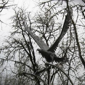 Sculpture titled "Grey Eagle" by Mac, Original Artwork