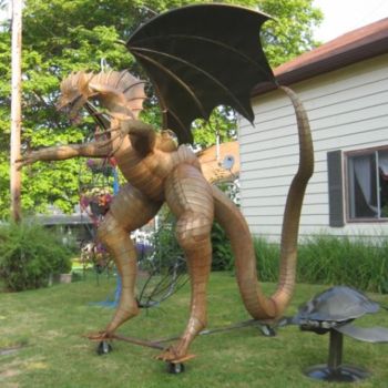Sculptuur getiteld "dragon complete" door Mac, Origineel Kunstwerk, Metalen