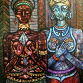 Painting titled "The priestess of th…" by Madalena Lobao-Tello, Original Artwork, Acrylic