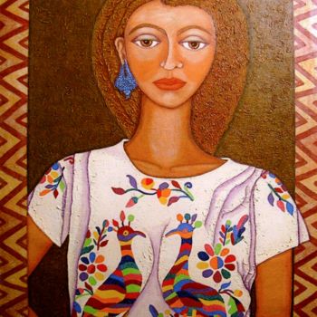 Painting titled "Woman from here and…" by Madalena Lobao-Tello, Original Artwork, Acrylic