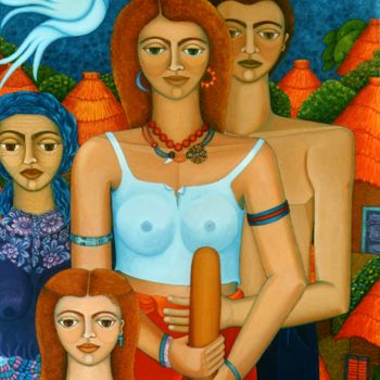 Painting titled "3 Ages of a Woman" by Madalena Lobao-Tello, Original Artwork, Oil