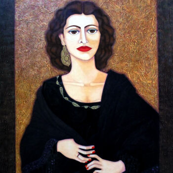 Картина под названием "Amalia Rodrigues" - Madalena Lobao-Tello, Подлинное произведение искусства, Акрил