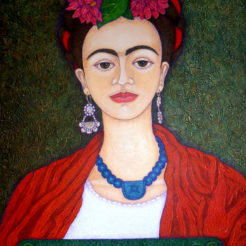 Картина под названием "Frida Kahlo portrai…" - Madalena Lobao-Tello, Подлинное произведение искусства, Акрил