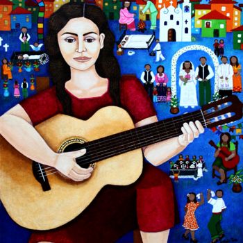 Collages intitolato "Violeta Parra and t…" da Madalena Lobao-Tello, Opera d'arte originale