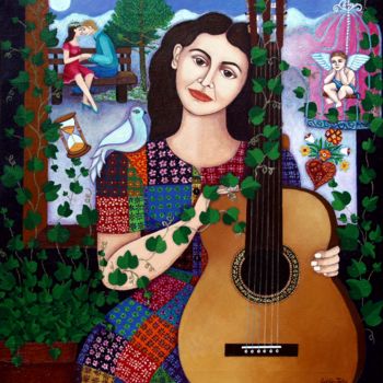 Collages titled "Violeta Parra and t…" by Madalena Lobao-Tello, Original Artwork