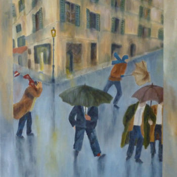 Painting titled "Wind and Rain" by Maddalena Pacini, Original Artwork, Oil