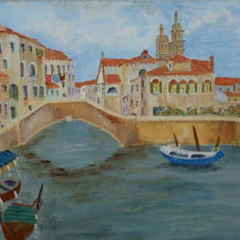 Painting titled "Venetian Bridge" by Maddalena Pacini, Original Artwork, Acrylic