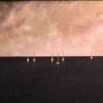 Malerei mit dem Titel "Ciel d'or sur mer" von Madeleine Roche, Original-Kunstwerk