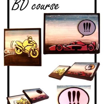 Schilderij getiteld "BD course moto voit…" door Made In Lo Déco...!, Origineel Kunstwerk