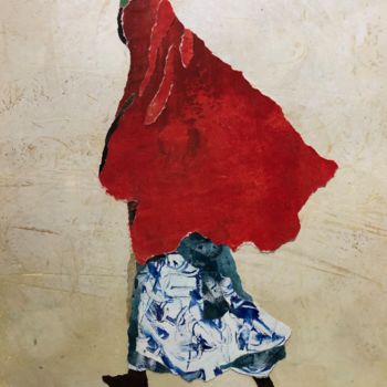 Collages getiteld "Woman in red" door Madeleine Van Drunen, Origineel Kunstwerk, Collages