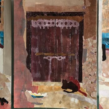 Collages titled "Triptiek with door" by Madeleine Van Drunen, Original Artwork, Collages