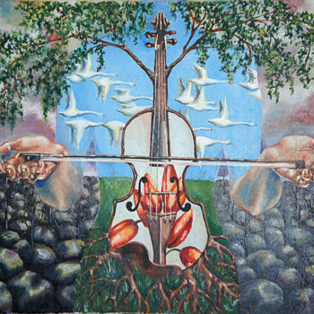 Painting titled "Мелодия Жизни" by Mariia Chunosova, Original Artwork, Oil