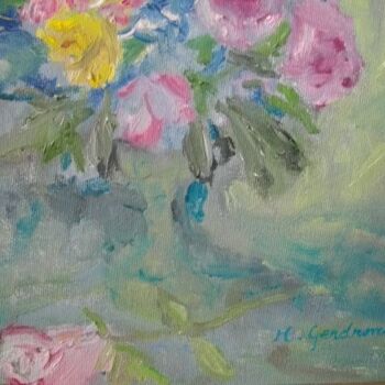Peinture intitulée "Bouquet joyeux (Dét…" par Madeleine Gendron, Œuvre d'art originale, Huile