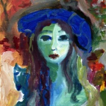 Painting titled "Hermine bleue. Copy…" by Madeleine Gendron, Original Artwork, Oil