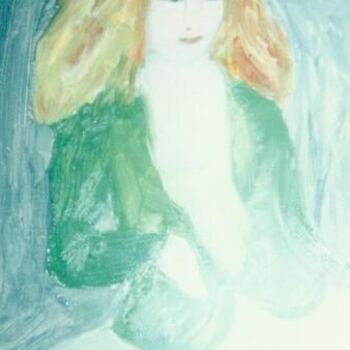Pittura intitolato "Fille en vert" da Madeleine Gendron, Opera d'arte originale, Olio