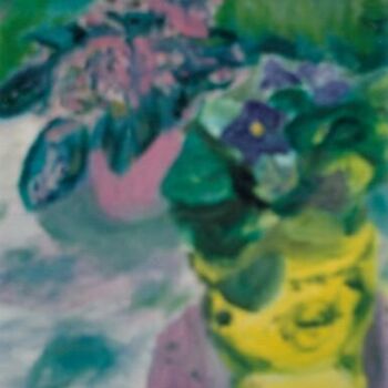 Painting titled "Violettes" by Madeleine Gendron, Original Artwork, Oil