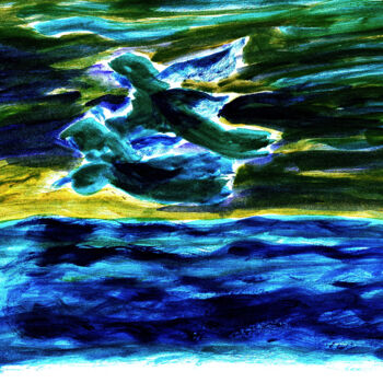 Ζωγραφική με τίτλο "vol celeste bleu.jpg" από Madeleine Gendron, Αυθεντικά έργα τέχνης