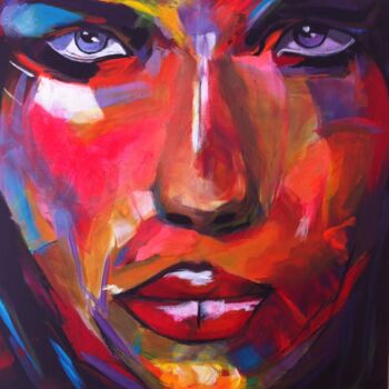 Painting titled ""Regard étrange" -…" by Madeleine Mayen-Leize, Original Artwork, Acrylic