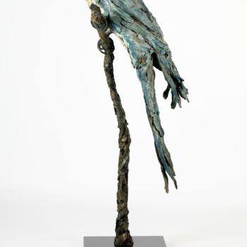 Sculpture titled "Parrot on a branch" by Madeleine Van Der Knoop, Original Artwork, Metals