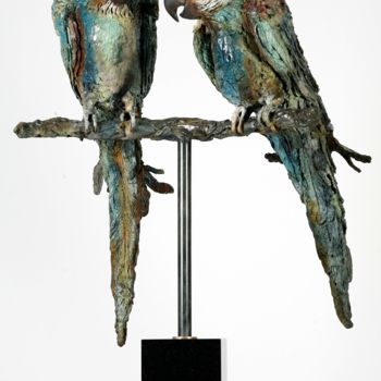 Sculpture titled "Parrots" by Madeleine Van Der Knoop, Original Artwork, Metals
