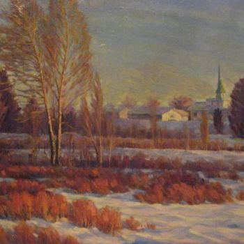 Painting titled "first winter mornin…" by Ma Deliang, Original Artwork, Oil