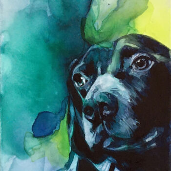 Painting titled "Chien 2" by Madeline Berger (MadB), Original Artwork, Watercolor
