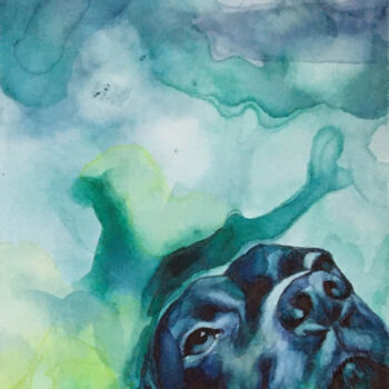 Painting titled "Chien 3" by Madeline Berger (MadB), Original Artwork, Watercolor