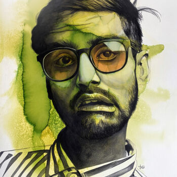 "Fais-moi rire vert" başlıklı Tablo Madeline Berger (MadB) tarafından, Orijinal sanat, Suluboya