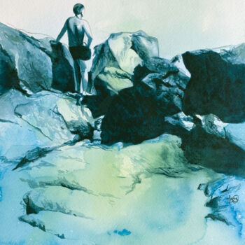 Painting titled "Contempler-Sète" by Madeline Berger (MadB), Original Artwork, Watercolor