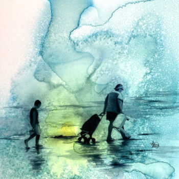 「Retour de pêche - B…」というタイトルの絵画 Madeline Berger (MadB)によって, オリジナルのアートワーク, 水彩画