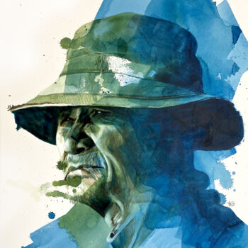 Painting titled "Vieil homme bleu ve…" by Madeline Berger (MadB), Original Artwork, Watercolor