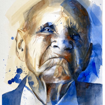 Painting titled "Louis" by Madeline Berger (MadB), Original Artwork, Watercolor
